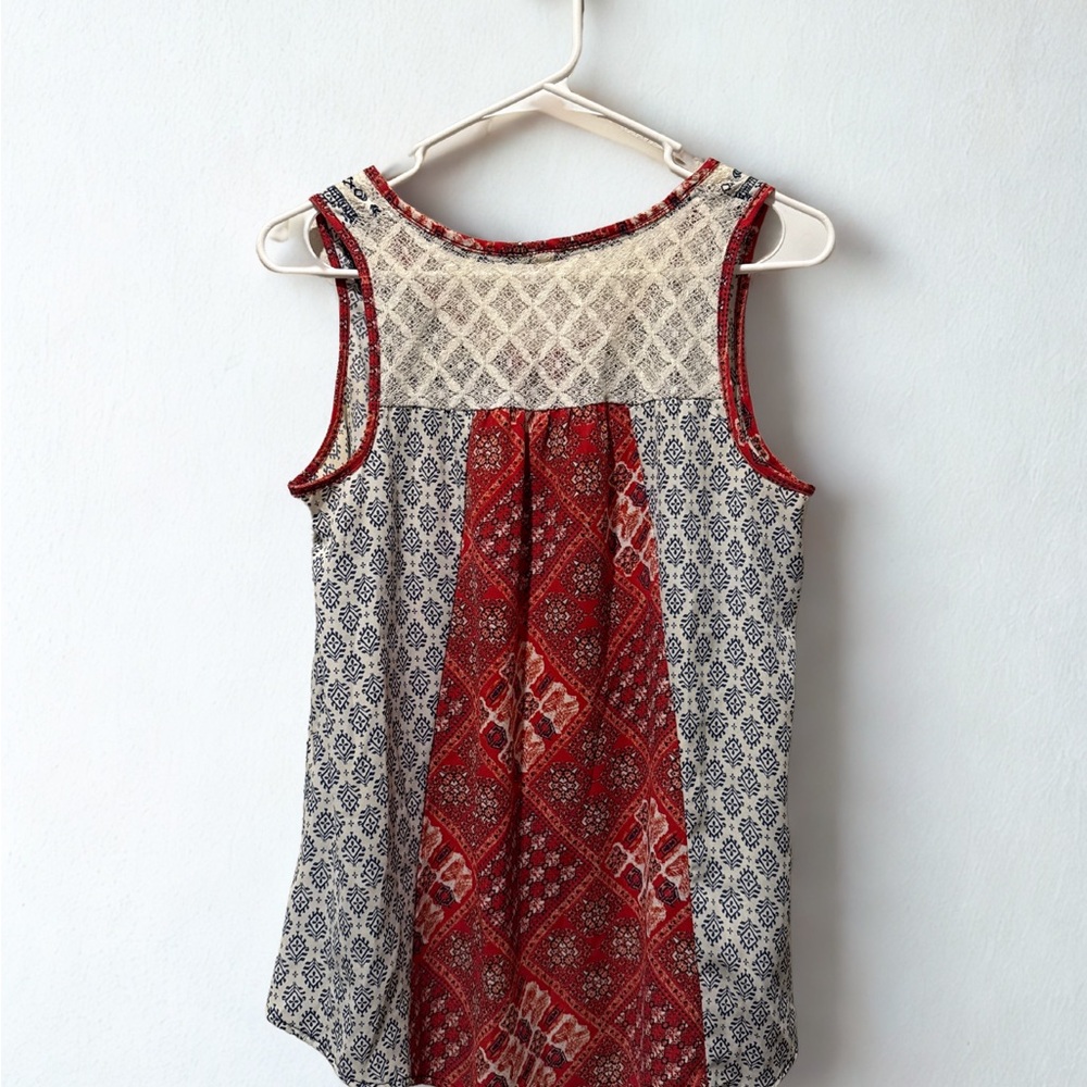 Bohemian Red and Blue Sleeveless Top - Picture 2 of 4